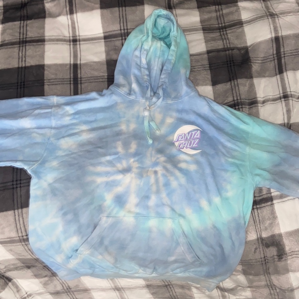 blue tie dye santa cruz hoodie